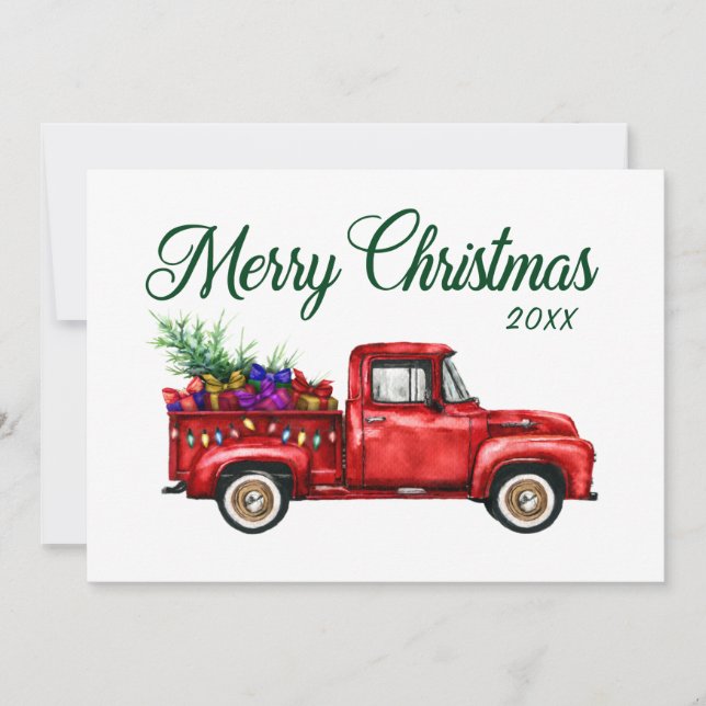 Cartes Pour Fêtes Annuelles Cadeaux classiques de Camion Rouge Joyeux Noël Ann (Devant)