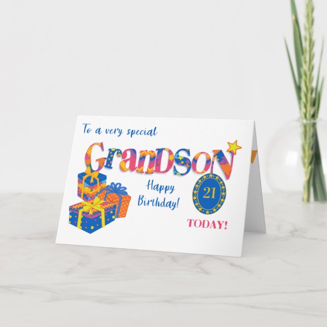 Cartes Pour Fêtes Annuelles Cadeaux d'anniversaire de Grandson sur mesure Cart (Devant)
