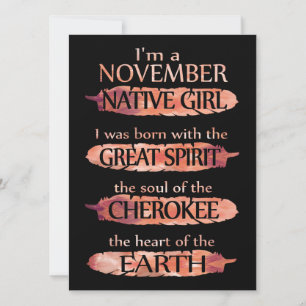 Cartes Pour Fêtes Annuelles Cadeaux d'anniversaire   I'm A November Native Chi