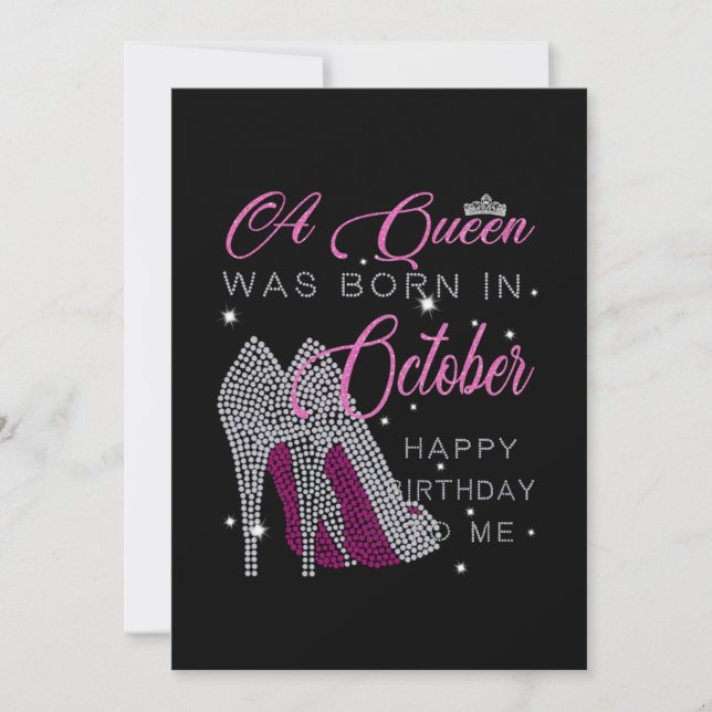 Cartes Pour Fêtes Annuelles Cadeaux d'anniversaire | Une Reine Est Née En Octo (Devant)