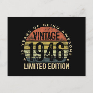 Cartes Pour Fêtes Annuelles Cadeaux de 75 ans Vintage 1946 Anniversaire