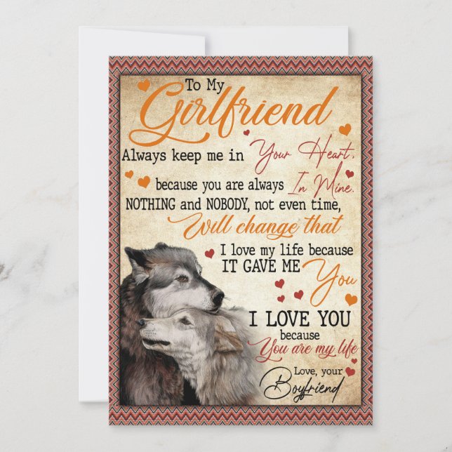 Cartes Pour Fêtes Annuelles Cadeaux de copine | Lettre à ma petite amie (Devant)