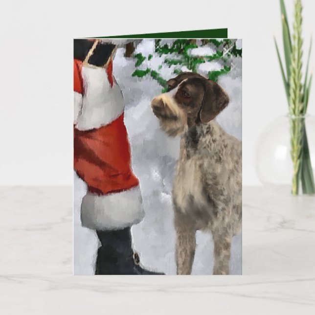 Cartes Pour Fêtes Annuelles Cadeaux de Noël À poils durs Pointeur allemand (Devant)