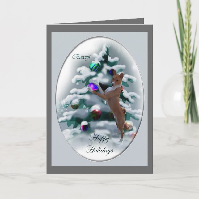 Cartes Pour Fêtes Annuelles Cadeaux de Noël Basenji (Devant)