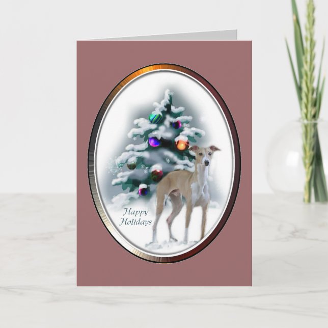 Cartes Pour Fêtes Annuelles Cadeaux de Noël de lévrier italien (Devant)