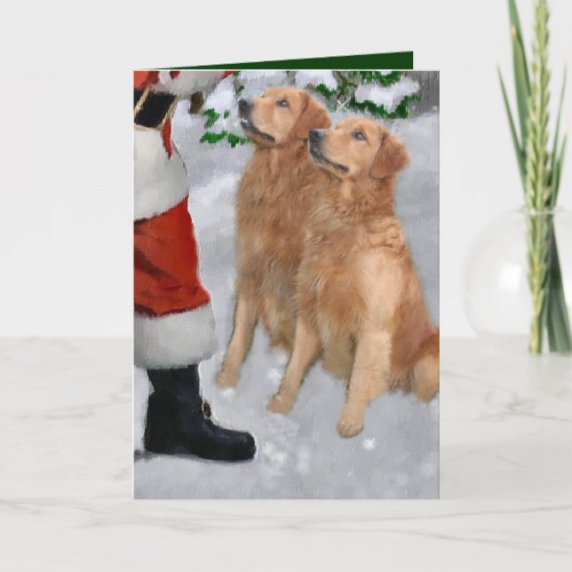 Cartes Pour Fêtes Annuelles Cadeaux de Noël Golden Retriever (Devant)