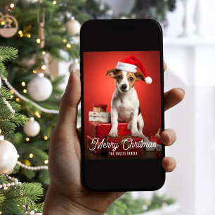 Cartes Pour Fêtes Annuelles Cadeaux de Noël pour chien Jack Russel Terrier Rou