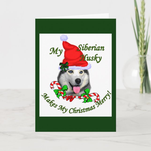 Cartes Pour Fêtes Annuelles Cadeaux de Noël Sibériens Husky (Devant)