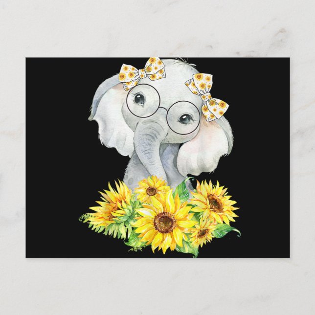Cartes Pour Fêtes Annuelles Cadeaux de tournesol éléphant (Devant)