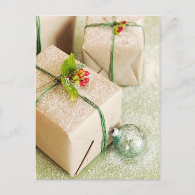 Cartes Pour Fêtes Annuelles Cadeaux de vacances couverts de neige (Devant)