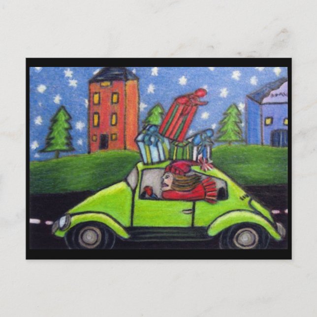 Cartes Pour Fêtes Annuelles Cadeaux de voitures de Noël (Devant)