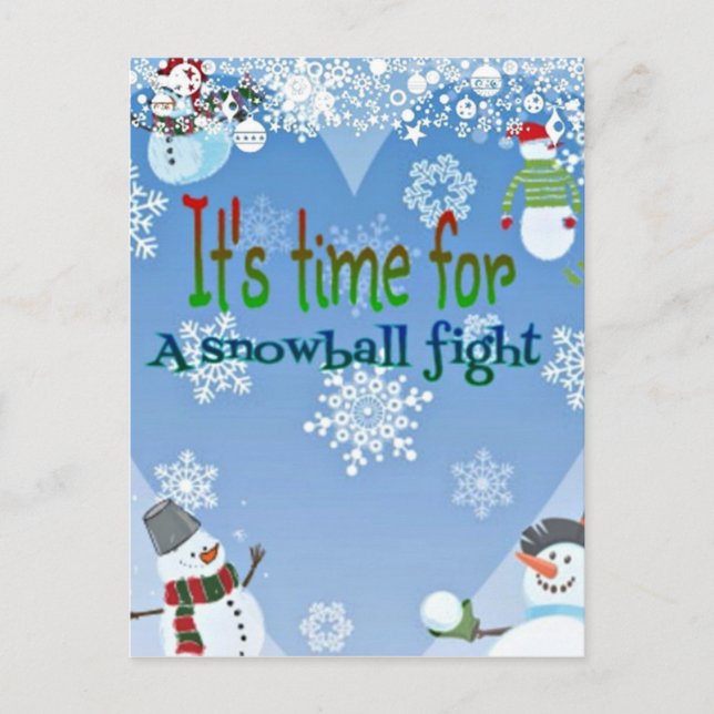 Cartes Pour Fêtes Annuelles Cadeaux drôles de Noël de combat de Snowball de (Devant)