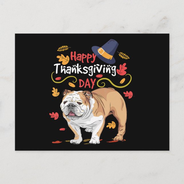 Cartes Pour Fêtes Annuelles Cadeaux drôles de Thanksgiving pour bouledogue ang (Devant)
