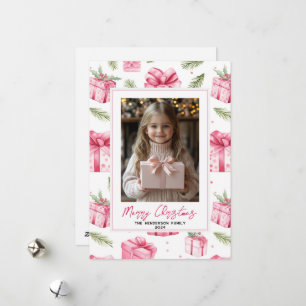 Cartes Pour Fêtes Annuelles Cadeaux et vaches roses personnalisés Noël Photo e