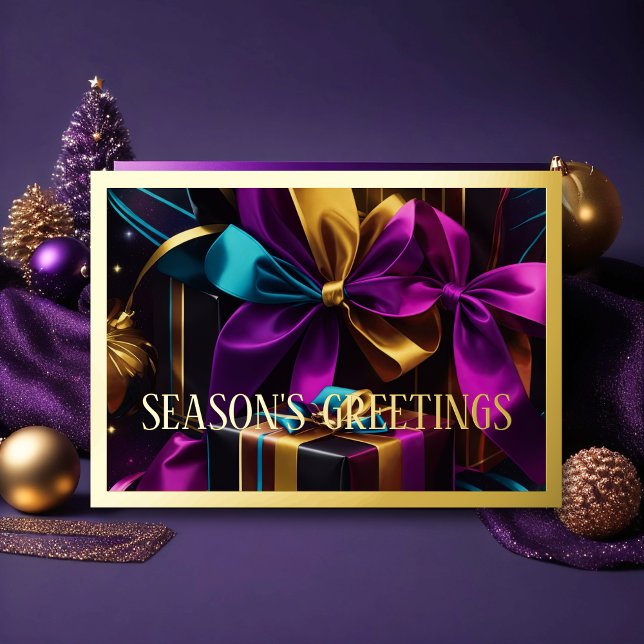 Cartes Pour Fêtes Annuelles Cadeaux Or Bleu Violet Saison des Vœux (Créateur téléchargé)