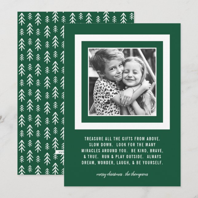 Cartes Pour Fêtes Annuelles Cadeaux précieux | 5x7 Vert | Photo (Devant / Derrière)