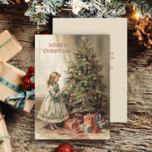 Cartes Pour Fêtes Annuelles Cadeaux Vintage Christmas Tree Girls
