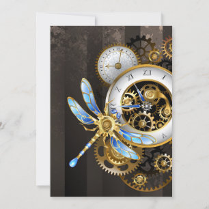 Cartes Pour Fêtes Annuelles Cadran Steampunk avec libellule