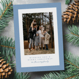 Cartes Pour Fêtes Annuelles Cadre bleu clair simple photo de Noël