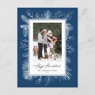 Cartes Pour Fêtes Annuelles Cadre botanique bleu Bonne photo Hanoukka