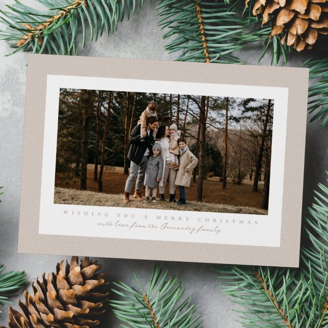 Cartes Pour Fêtes Annuelles Cadre classique neutre beige tweet photo de Noël (Créateur téléchargé)