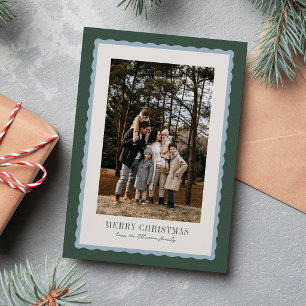 Cartes Pour Fêtes Annuelles Cadre coquille simple vert bleu Joyeux Noël