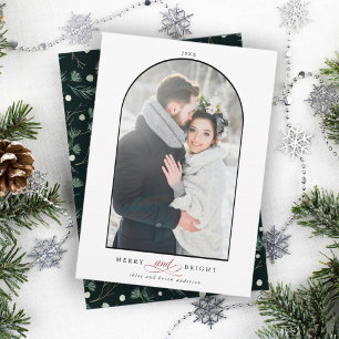 Cartes Pour Fêtes Annuelles Cadre d'arc moderne Joyeux et photo brillante