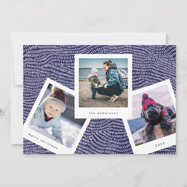 Cartes Pour Fêtes Annuelles Cadre de cabine multiphoto | Joyeux Noël bleu (Devant)