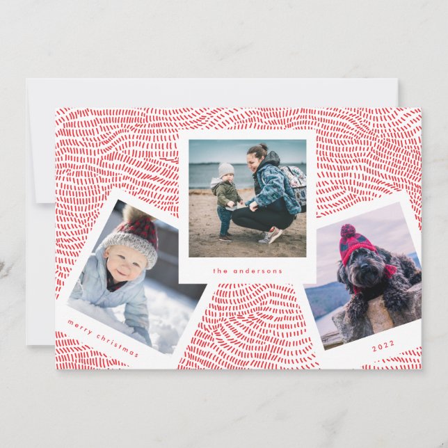 Cartes Pour Fêtes Annuelles Cadre de cabine multiphoto | Joyeux Noël rouge (Devant)