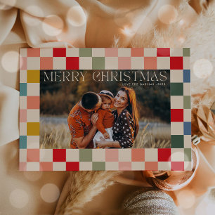 Cartes Pour Fêtes Annuelles Cadre de Noël à carreaux lumineux Photo