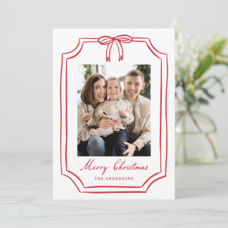 Cartes Pour Fêtes Annuelles Cadre de Noël avec un nœud rouge fantaisiste pour