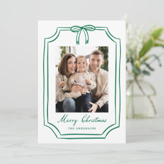 Cartes Pour Fêtes Annuelles Cadre de Noël avec un nœud vert fantaisiste pour p