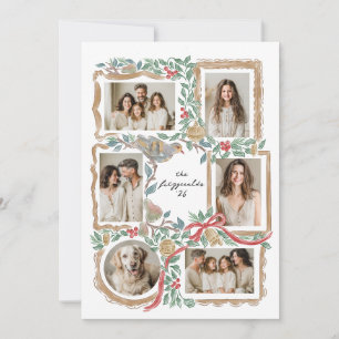 Cartes Pour Fêtes Annuelles cadre de noël et collage botanique