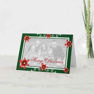 Cartes Pour Fêtes Annuelles Cadre de remous de poinsettia de Joyeux Noël