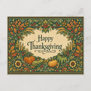 Cartes Pour Fêtes Annuelles Cadre de Thanksgiving vintage botanique de récolte
