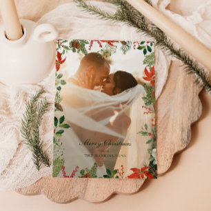 Cartes Pour Fêtes Annuelles Cadre de verdure de Noël vintage