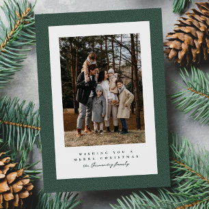Cartes Pour Fêtes Annuelles Cadre en tweed simple vert foncé photo Noël