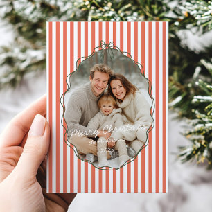 Cartes Pour Fêtes Annuelles Cadre fantaisiste à rayures rouges pour Noël