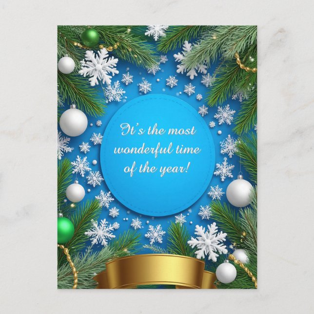 Cartes Pour Fêtes Annuelles Cadre festif de Noël avec branches de pin (Devant)