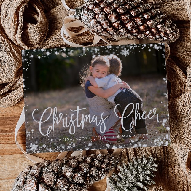 Cartes Pour Fêtes Annuelles Cadre figé | Christmas Cheer photo horizontale (Créateur téléchargé)