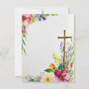 Cartes Pour Fêtes Annuelles Cadre floral de Pâques avec blanc croisé