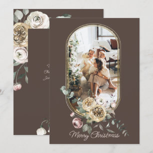 Cartes Pour Fêtes Annuelles Cadre Floral Noël Fête Photo personnalisée