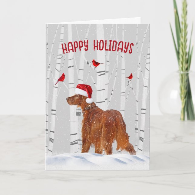 Cartes Pour Fêtes Annuelles Cadre irlandais de Noël avec bouleaux (Devant)