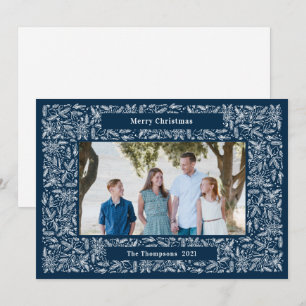 Cartes Pour Fêtes Annuelles Cadre Joyeux Noël Fêtes Bleu marine