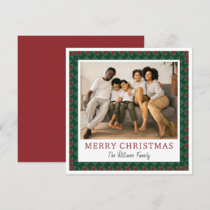 Cartes Pour Fêtes Annuelles Cadre Moderne Rouge Vert Famille Photo de Noël