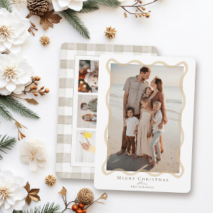Cartes Pour Fêtes Annuelles Cadre ondulé beige pour 4 photos de Noël