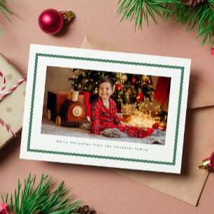 Cartes Pour Fêtes Annuelles Cadre ondulé mignon simple photo verte Noël