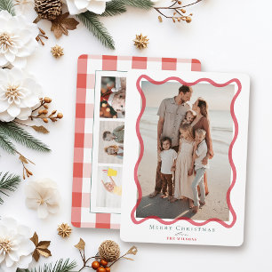 Cartes Pour Fêtes Annuelles Cadre ondulé rouge 4 photos Noël