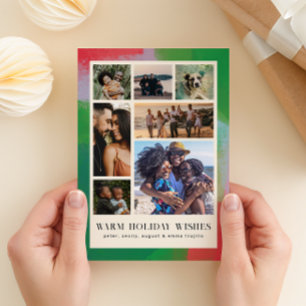 Cartes Pour Fêtes Annuelles Cadre peint vert et rouge et sept photos