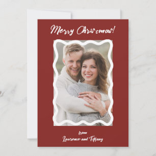 Cartes Pour Fêtes Annuelles Cadre photo à lignes ondulées rouges et blanches
